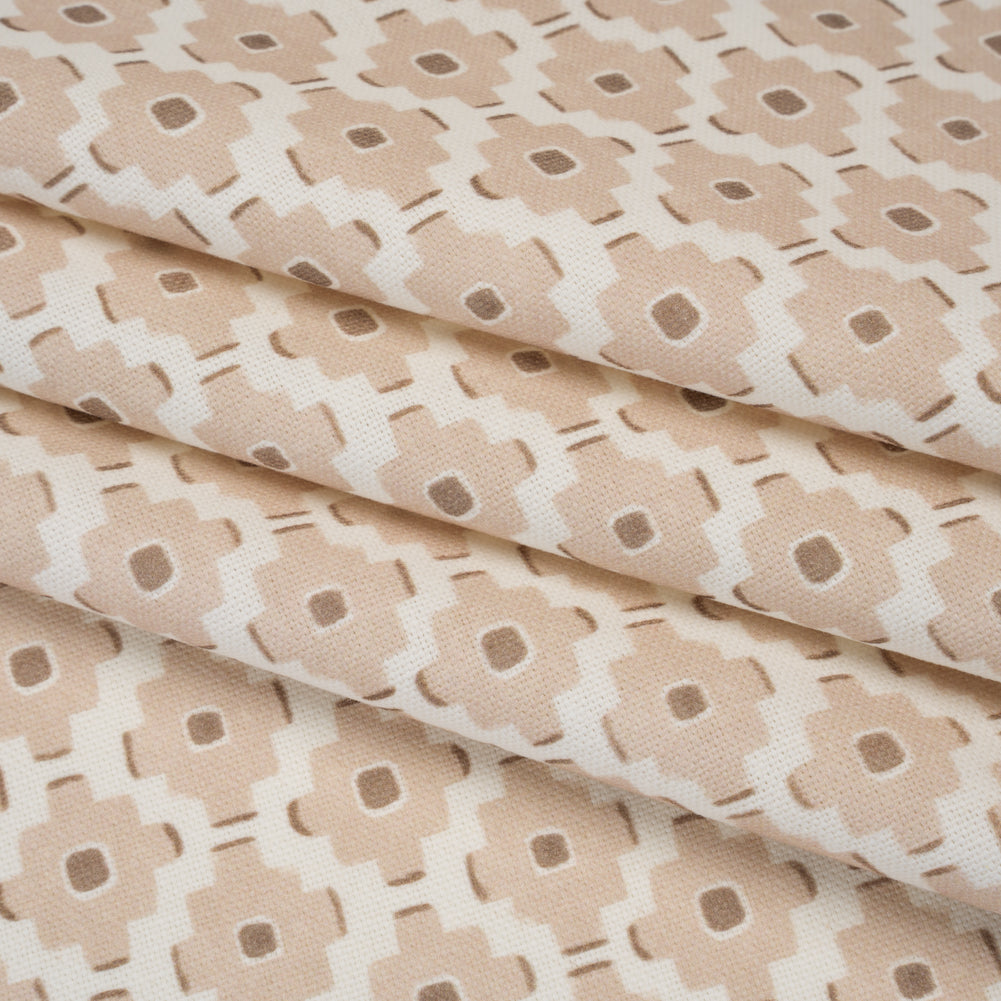 Brushed Cotton and Linen Canvas Print - Biscuit Small Geometric Diamonds - British Imported - Joann Fabrics