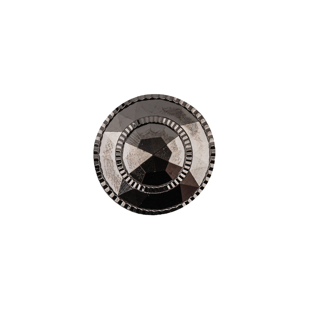 Italian Gunmetal Fancy Faceted Shank Back Plastic Button - 24L/15mm - Joann Fabrics