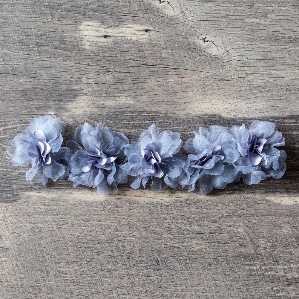 Italian Gray 3D Floral Fabric Trim - 4
