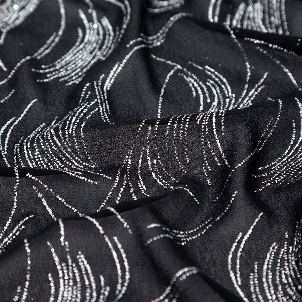 Black Polyester Georgette with Waves of Glitter - Joann Fabrics