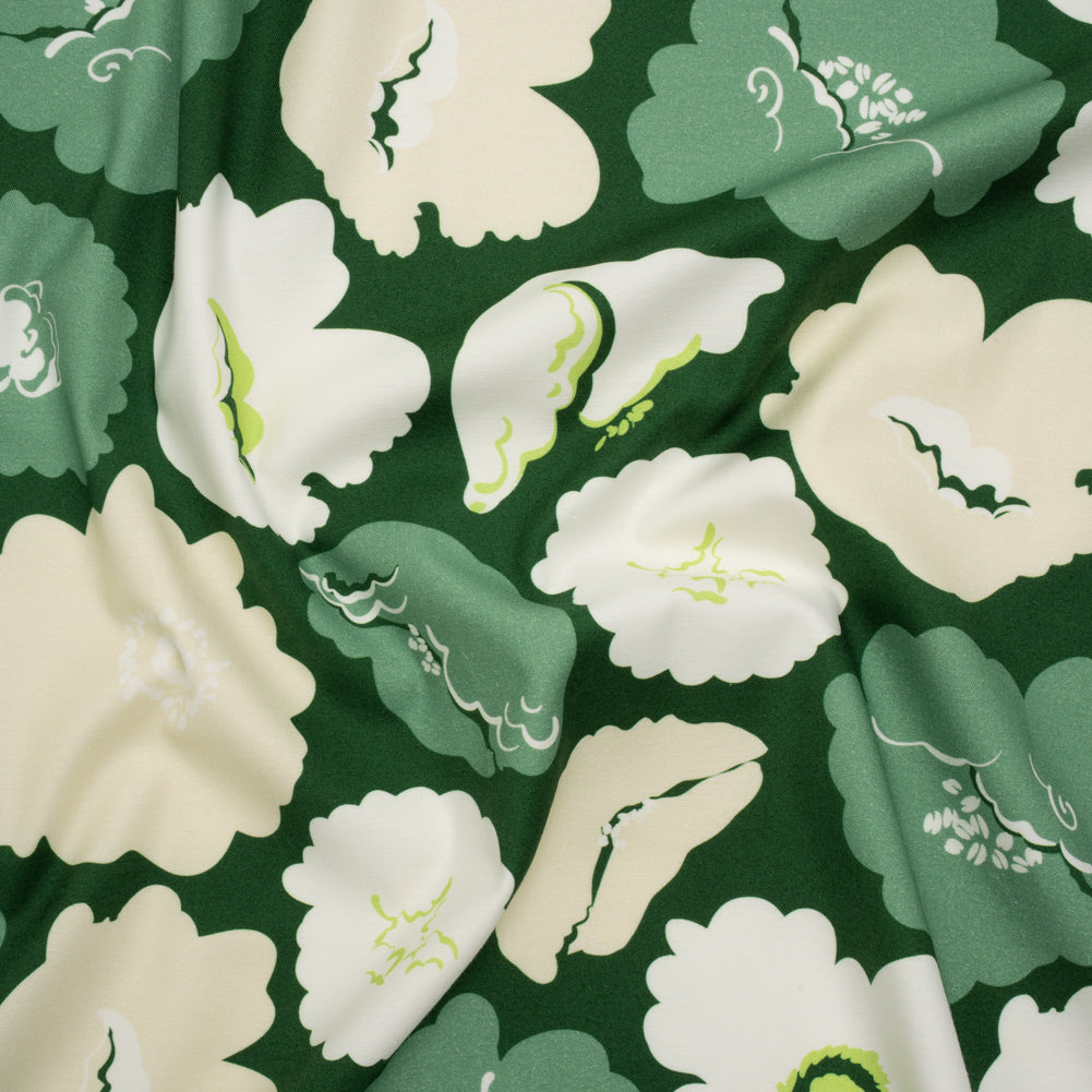 Brushed Cotton Woven - Green, Beige and White Simple Florals - Mood Exclusive Popping Petals Print - Joann Fabrics