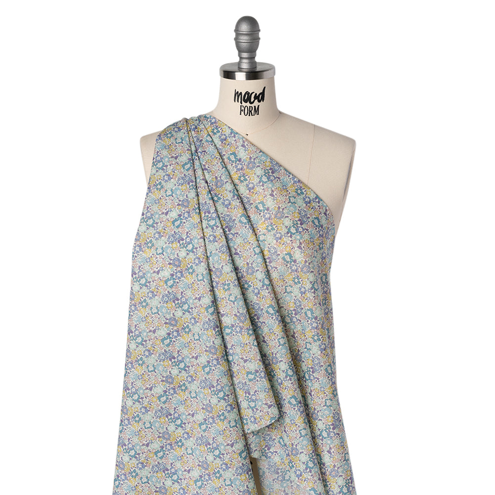 Liberty Fabrics Tana Lawn® - Michelle Turquoise Blue - Turquoise, Light Purple and Sunny Yellow Floral - Joann Fabrics