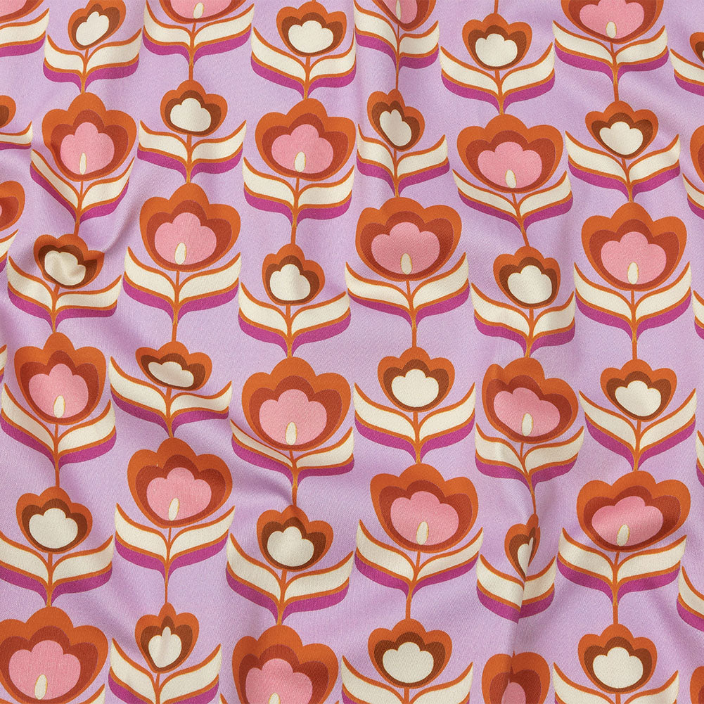 Stretch Cotton Sateen - Lavender, Pink and White Floral - Tulip Twist Print - Mood Exclusive Groove Collection - Joann Fabrics
