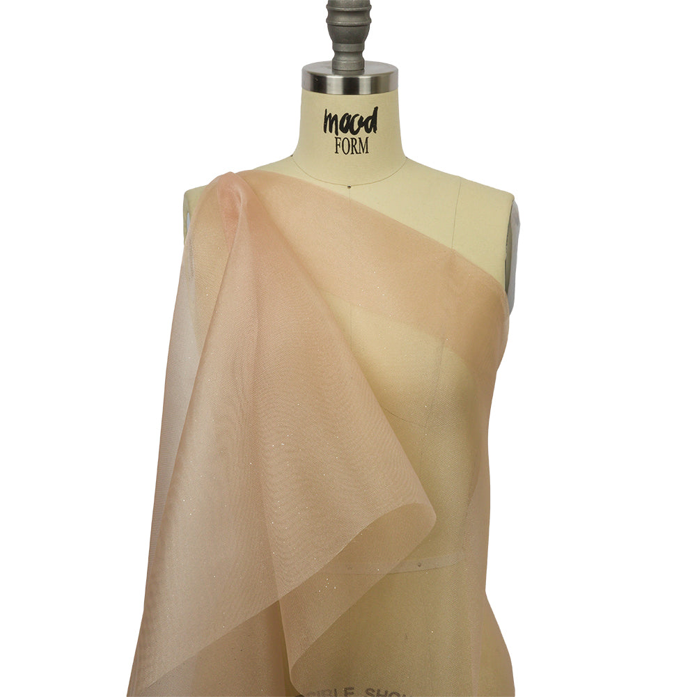 Polyester Mesh Organza with Silver Glitter - Tan - Starlight Collection - Joann Fabrics