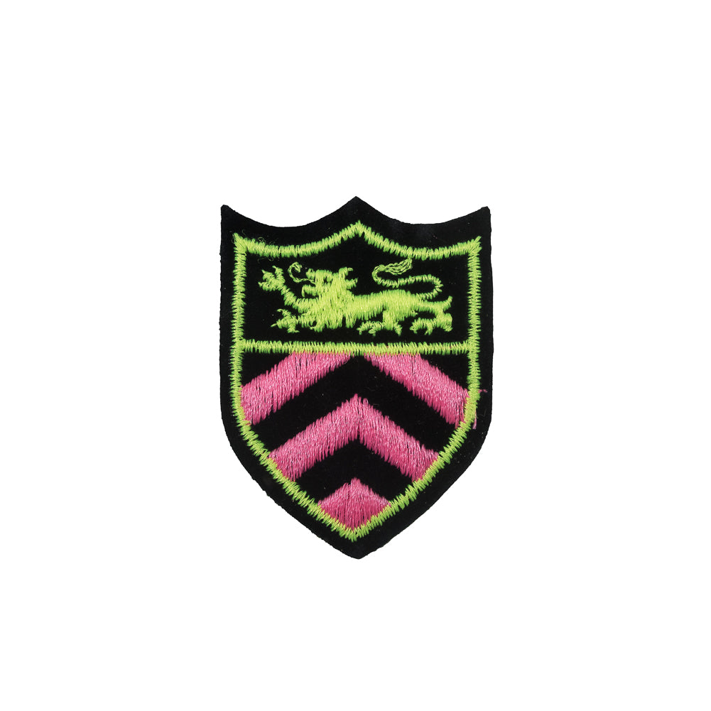 Neon Pink and Green Shield Patch - 2.5