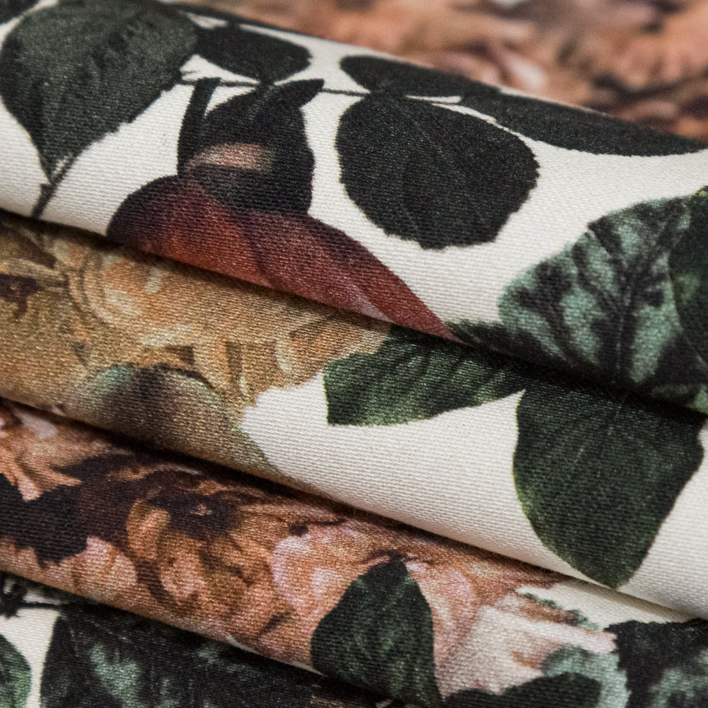 Stretch Cotton Sateen - White and Green Floral - Ethereal Verdure Print - Mood Exclusive Serengeti Collection - Joann Fabrics