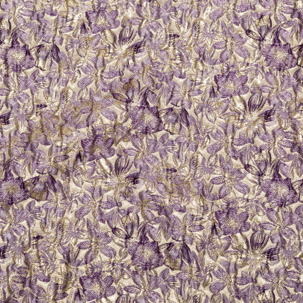 Metallic Sesame and Shadow Purple Floral Luxury Brocade - Joann Fabrics