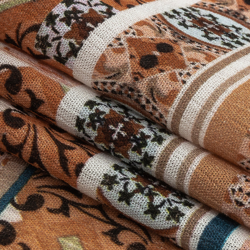 Gauzy Wrinkled Rayon Woven Print - Orange Ornate Patchwork - Mood Exclusive Arabesco - Joann Fabrics