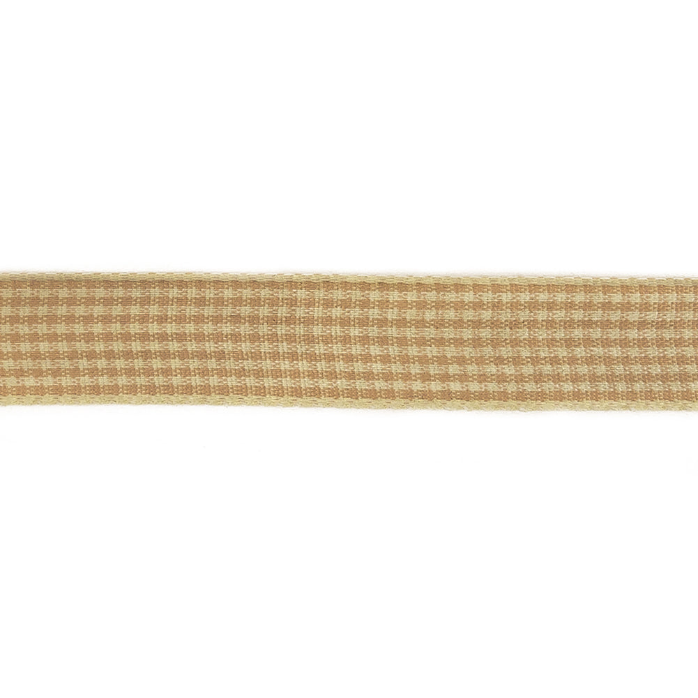 Beige and Angora Houndstooth Check Woven Ribbon - 0.625