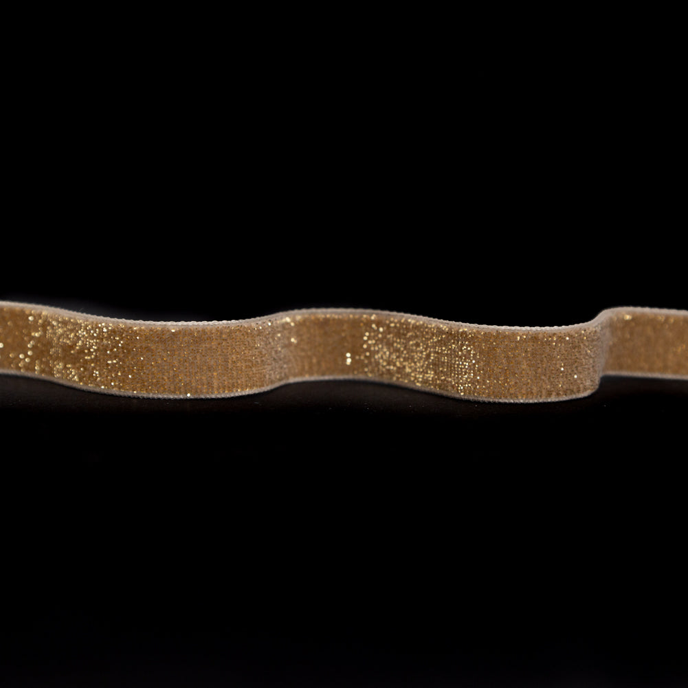 Italian Gold Glitter Velvet Ribbon - 0.625