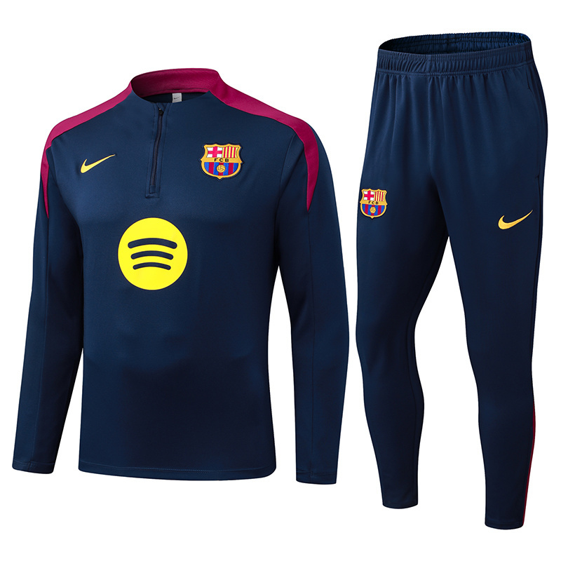 2025/2026 Barcelona Half-Pull Training Suit Royal Blue Jersey 1:1 Thai Quality Set 01