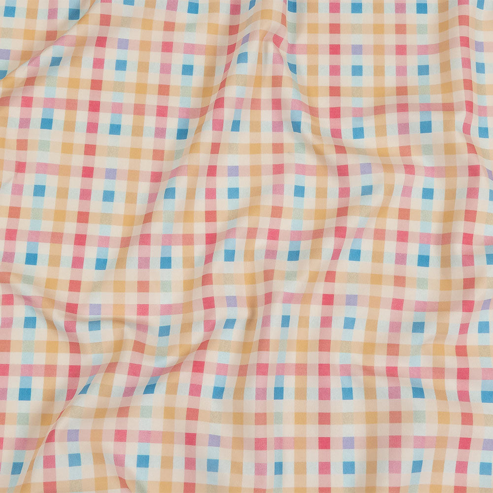 Pastel Yellow, Blue and Pink Little Checks UV Protective Compression Swimwear Tricot with Aloe Vera Microcapsules - Joann Fabrics