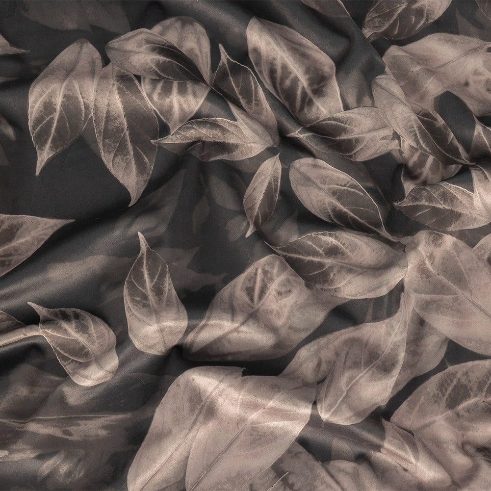 Polyester Knit Microvelvet Print - Truffle Floating Leaves - British Imported - Joann Fabrics