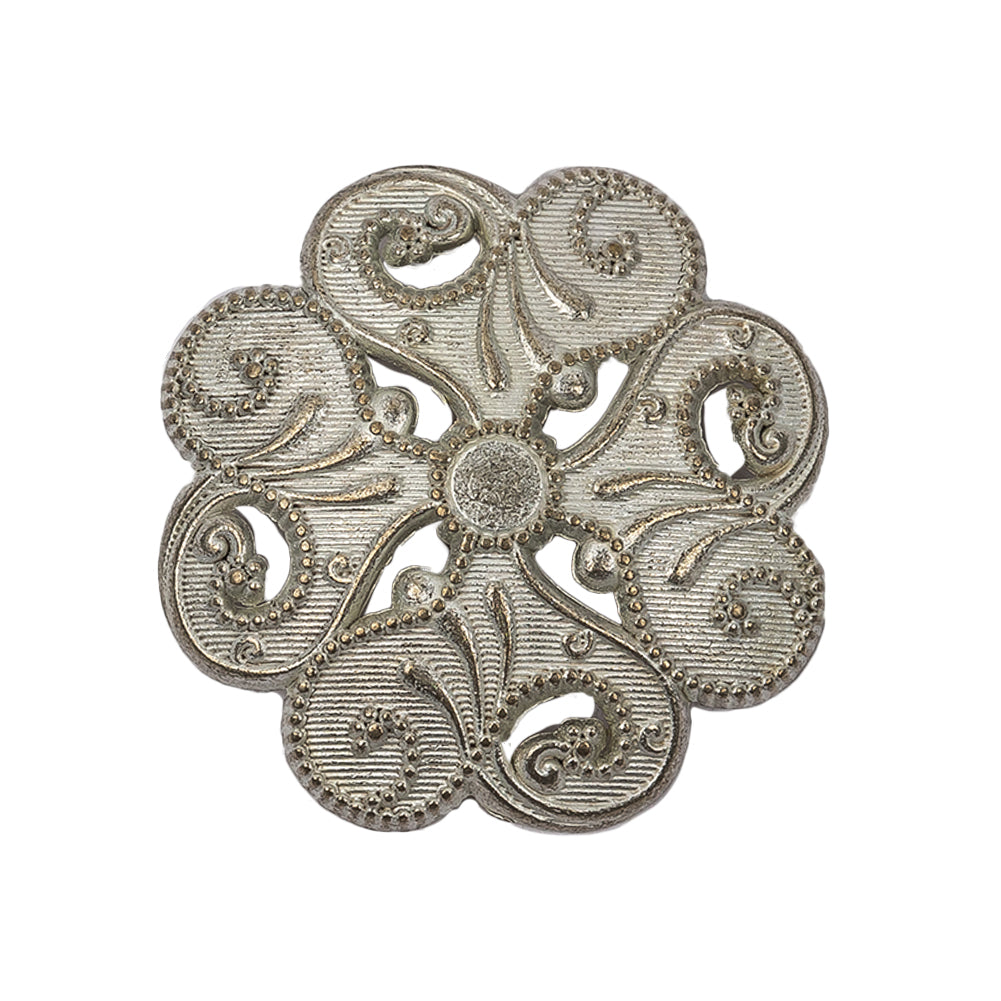 Italian Silver Brass Floral Shank Back Button - 44L/28mm - Joann Fabrics