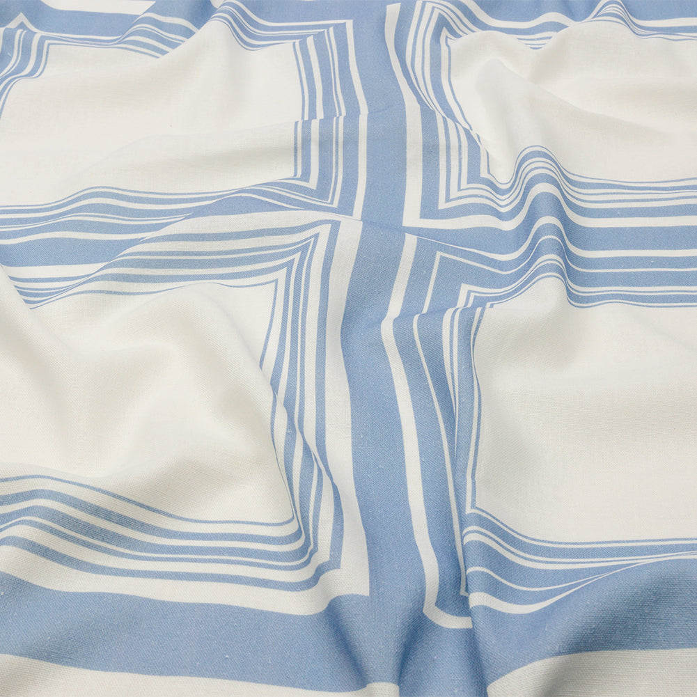 Linen and Rayon Woven Panel - Light Blue and White Squares - Sail Away Print - Mood Exclusive Palm Beach Collection - Joann Fabrics