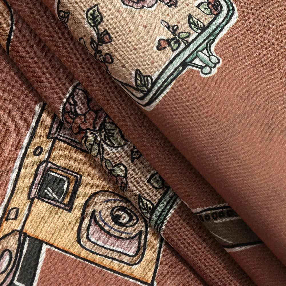 Cotton Voile - Rosy Pink Object Icons - La Sera Print - Mood Exclusive Viso Collection - Joann Fabrics