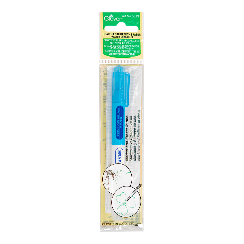 Clover Chacopen Water Erasable Fabric Marker with Eraser - Blue - Joann Fabrics