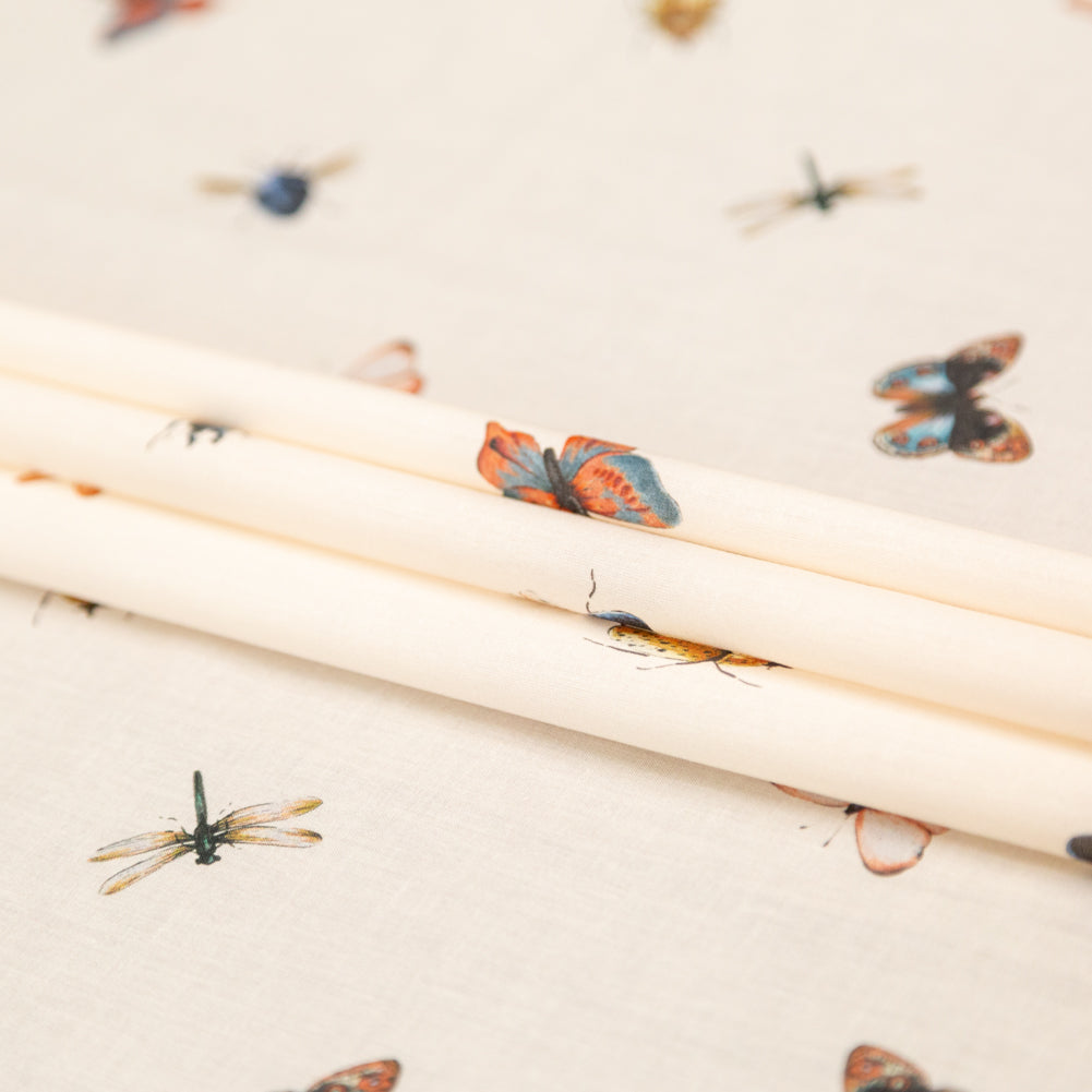 Cotton Voile - Cream Insects - Butterfly Effect Print - Mood Exclusive Harvest Collection - Joann Fabrics
