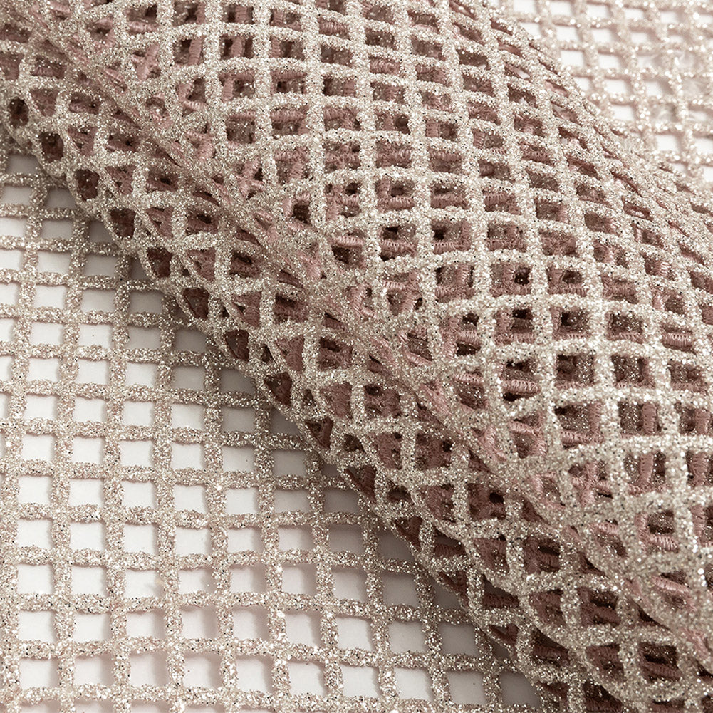 Guipure Lace with Glitter - Light Dusty Rose Diamonds - Joann Fabrics