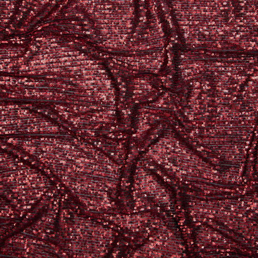 Red Striped Baby Sequins on Black Stretch Mesh - Joann Fabrics