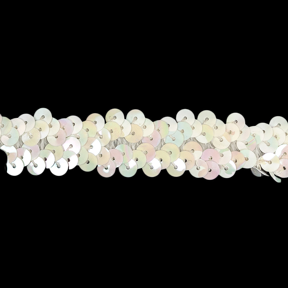 White Iris Two Row Stretch Sequins Trim - 0.875