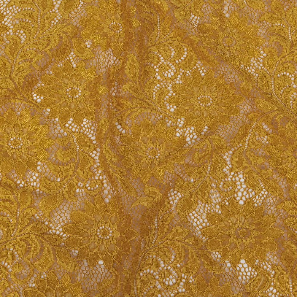 Re-Embroidered Stretch Lace - Mustard Sunflowers - McKee Collection - Joann Fabrics