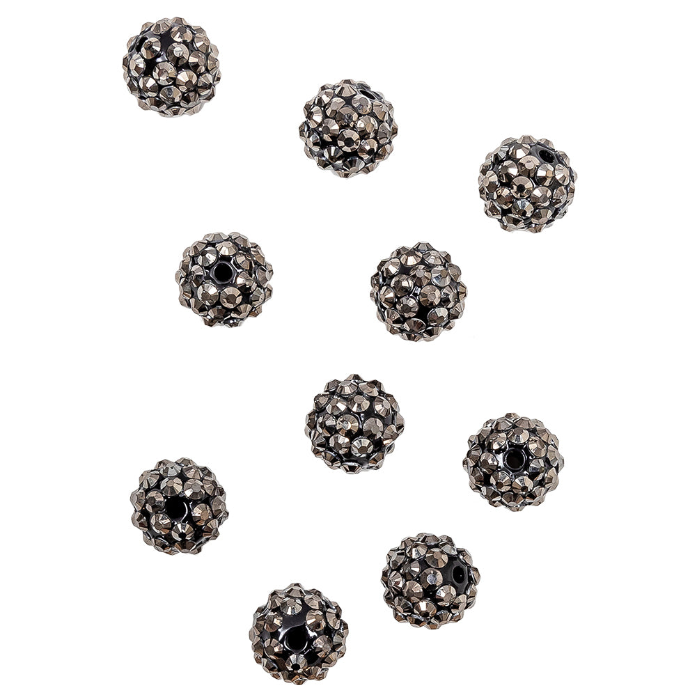 Gunmetal Rhinestone and Resin Faceted 14mm Beads - 10pc - Joann Fabrics