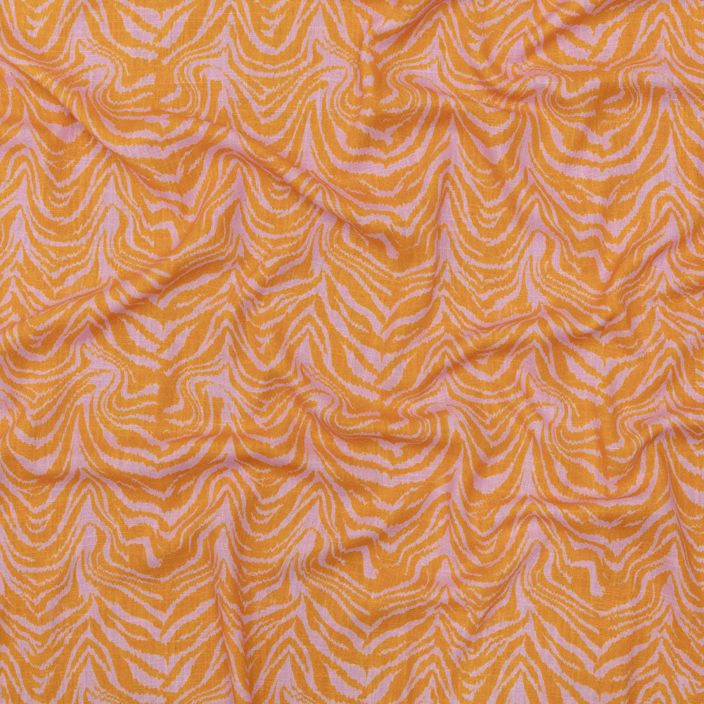 Viscose and Linen Woven - Pink and Orange Animal Stripes - Saffron River Print - Mood Exclusive Gisele Collection - Joann Fabrics