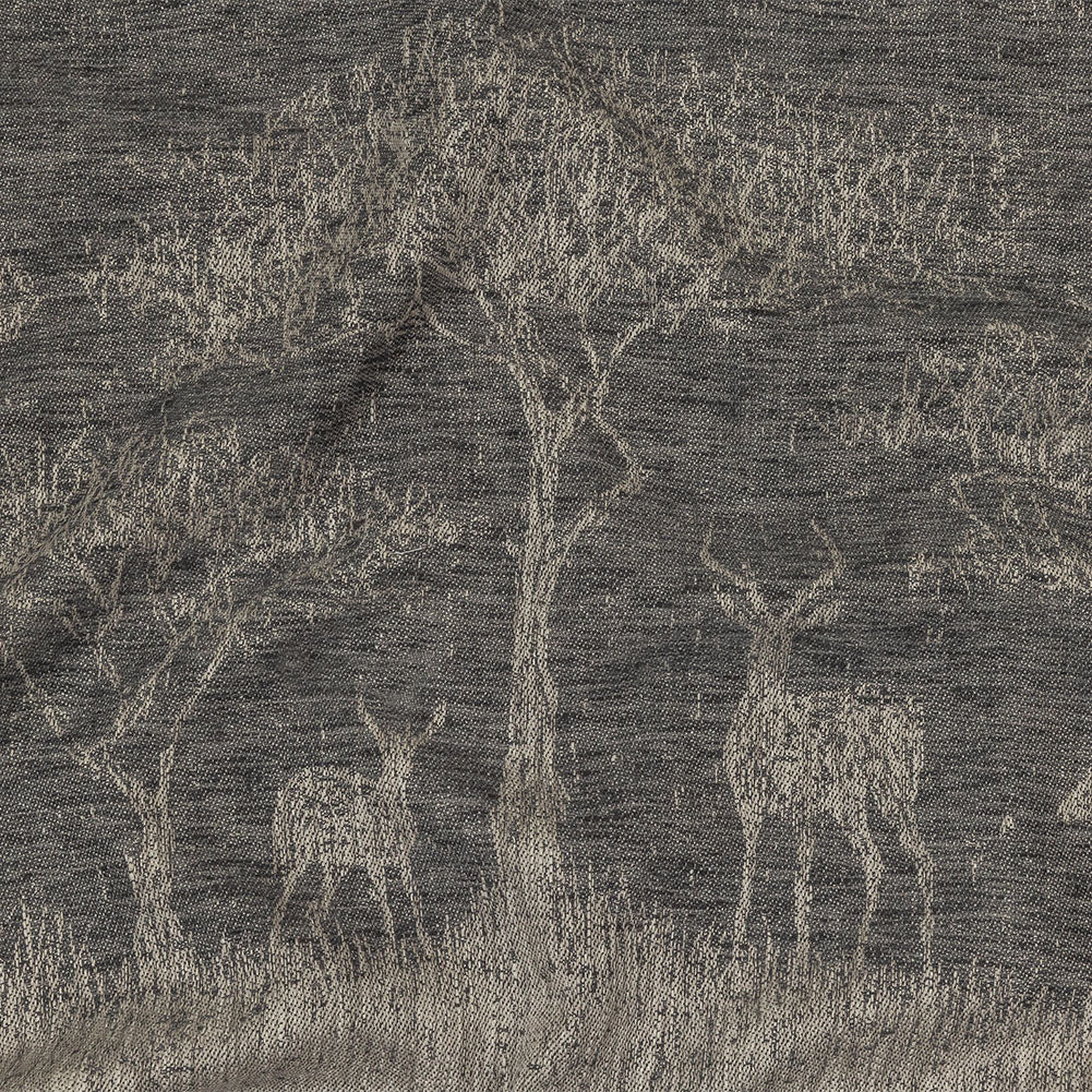 Drapery Jacquard Panel - Charcoal Antelope in the Wild - British Imported - Joann Fabrics