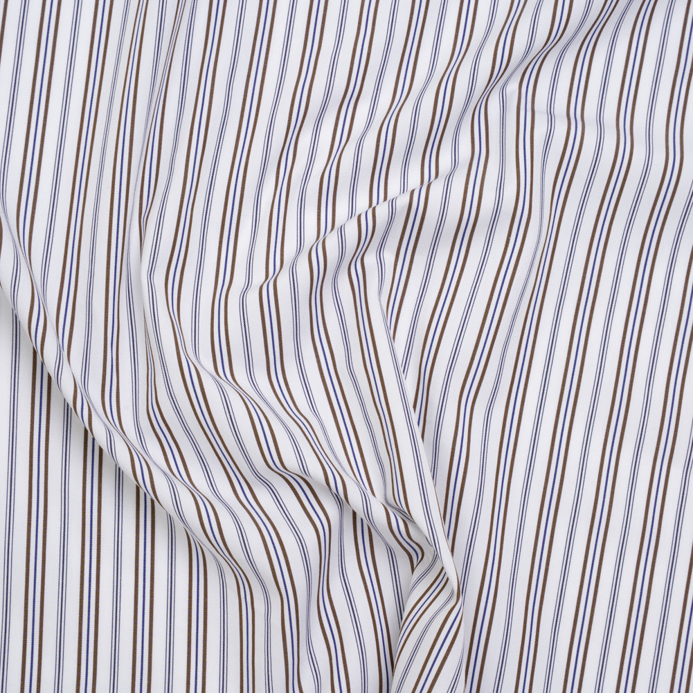 Cotton Shirting - Blue, Brown and White Ticking Stripes - Deadstock - Joann Fabrics
