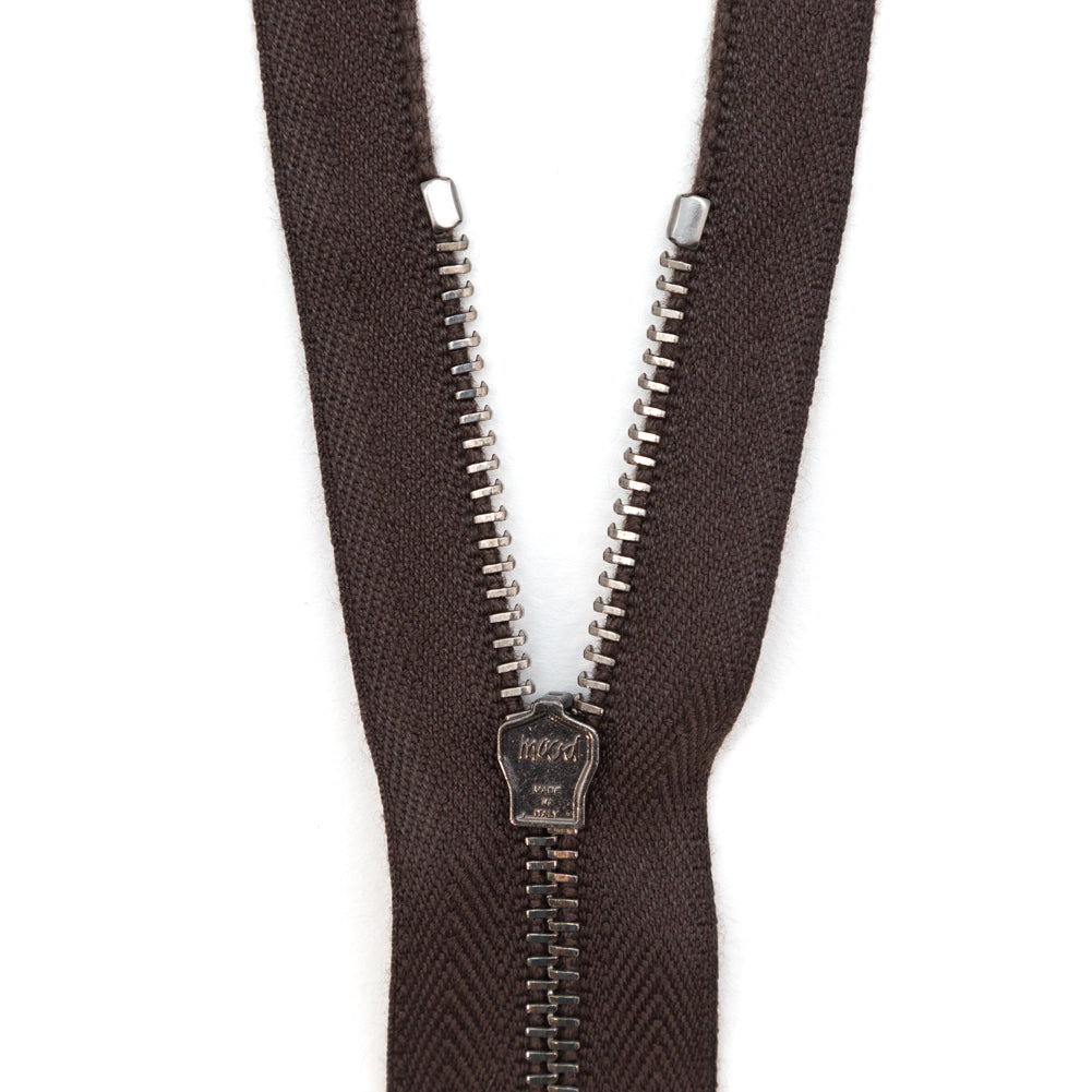 Mood Exclusive Italian Brown and Gunmetal T3 Closed End Metal Zipper - 9