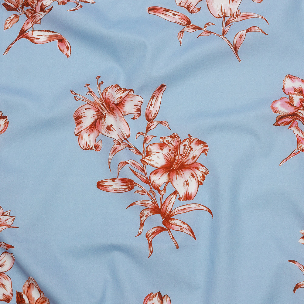 Cotton Poplin Print - Baby Blue and Pink Floral - Mood Exclusive Passion and Prosperity - Joann Fabrics
