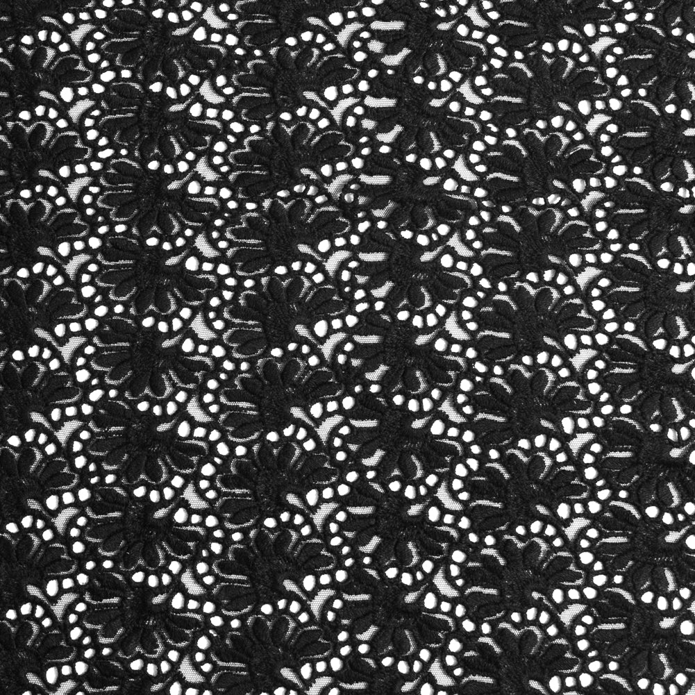 Black Floral Partially Netted Lace - Joann Fabrics