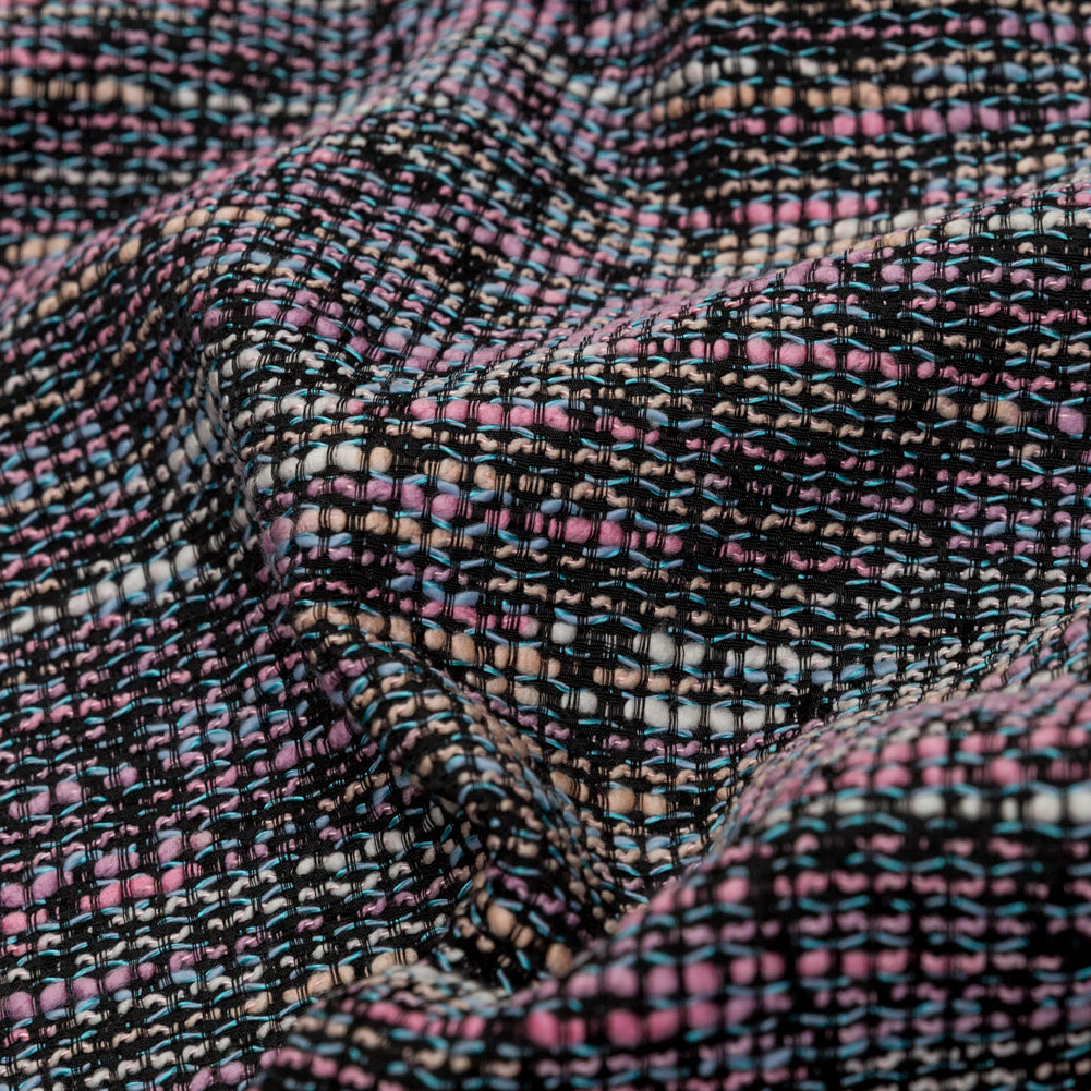 Black, Orchid Smoke and Blue Fog Slubbed Polyester Tweed - Joann Fabrics