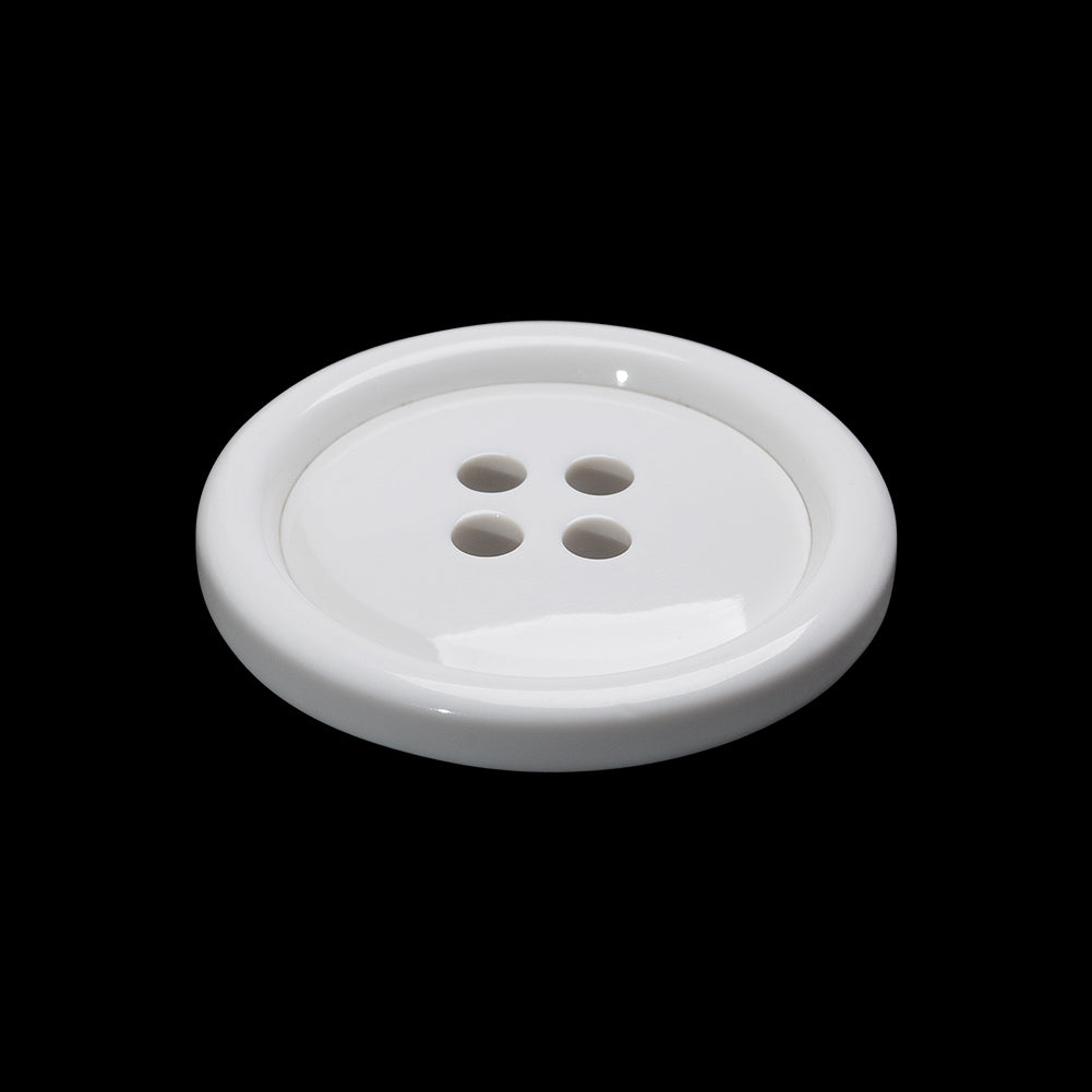 Plastic 4-Hole Button - 40L/25.5mm - White Rolled Rim Low Convex - Joann Fabrics