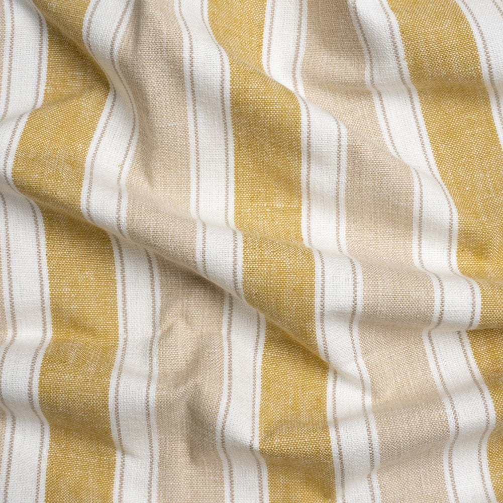 Slubbed Cotton Blend Woven - Pollen Wide Stripes - British Imported - Joann Fabrics