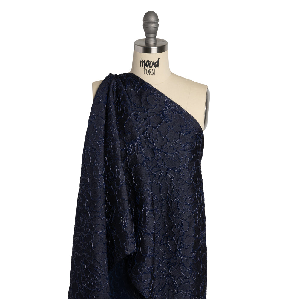 Metallic Luxury Brocade - Navy Floral Outlines - Joann Fabrics