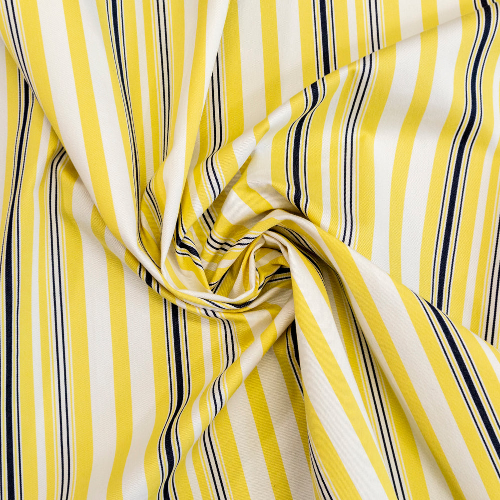 Yellow, Navy and White Striped Polyester Twill - Joann Fabrics