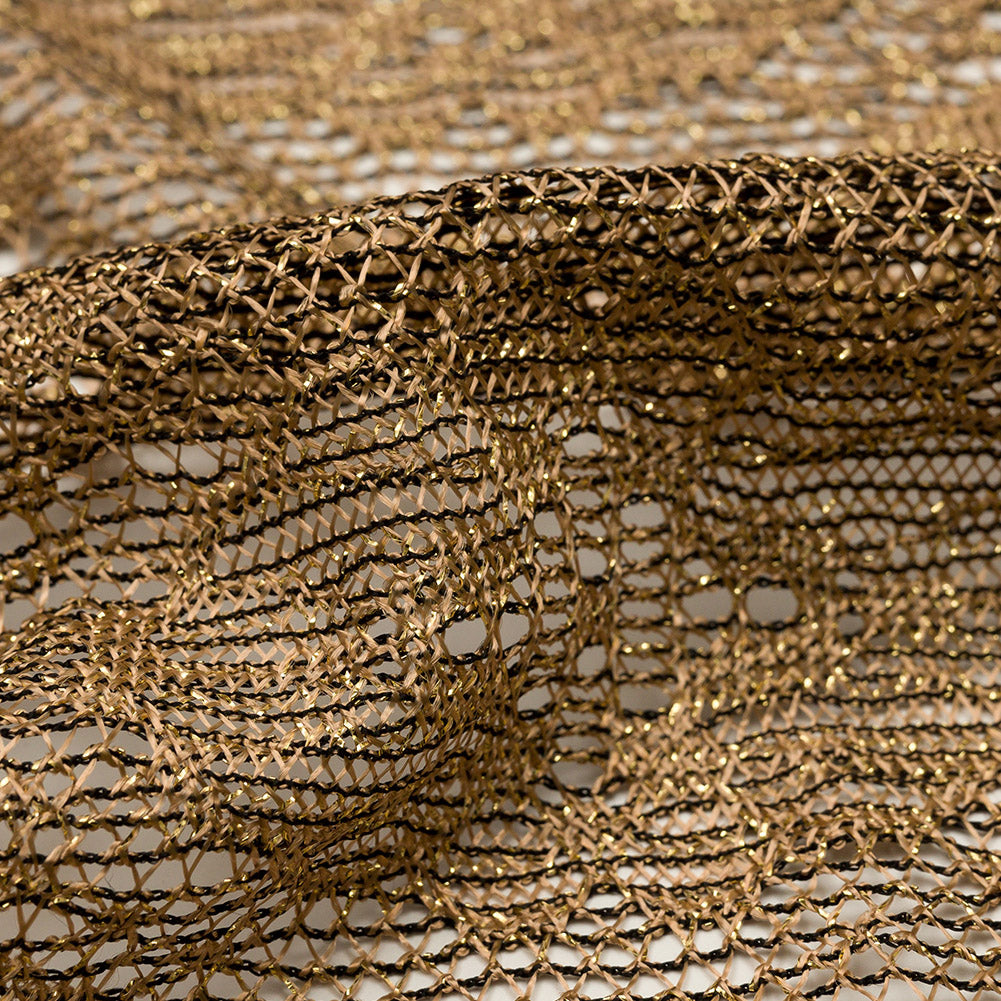 Bronze and Black Diamonds and Flowers Metallic Lace Panel with Fringe - Joann Fabrics