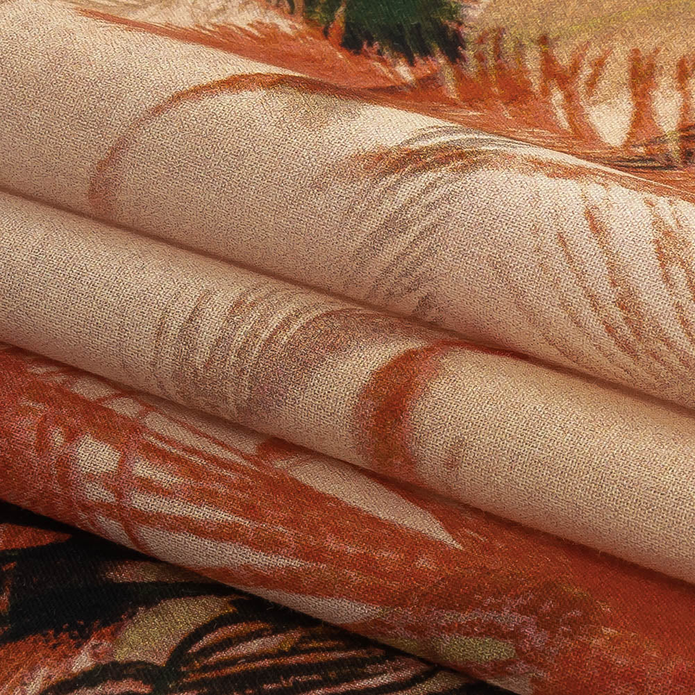 Cotton Voile Panel - Coral and Green Palm Trees - Sunset Palms Print - Mood Exclusive Aloha Collection - Joann Fabrics