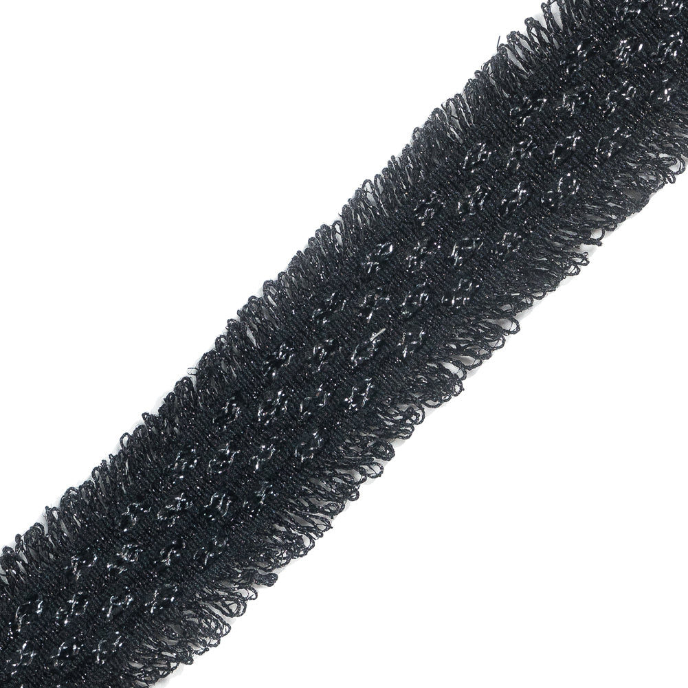 Italian Black and Metallic Silver Woven Trim - 1.25