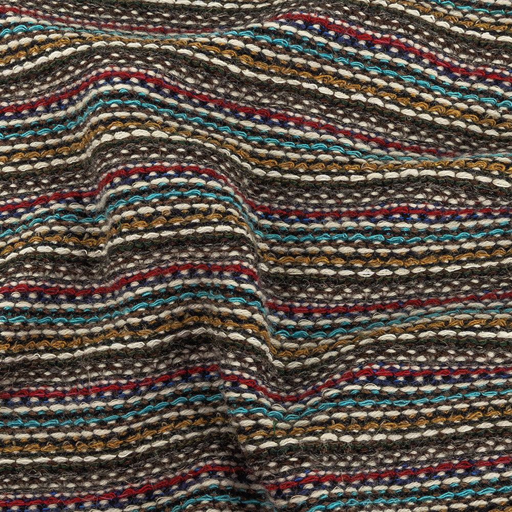 Mustard, Army Green, Blue and Ruby Wine Striped Wool Sweater Knit - Joann Fabrics
