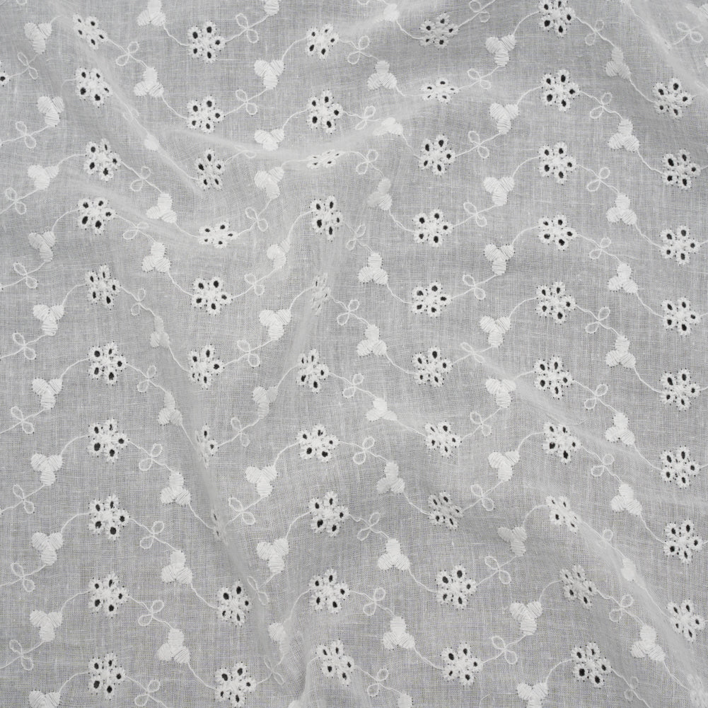 Embroidered Eyelet Cotton Voile - White Flower Vine - Naomi Collection - Joann Fabrics