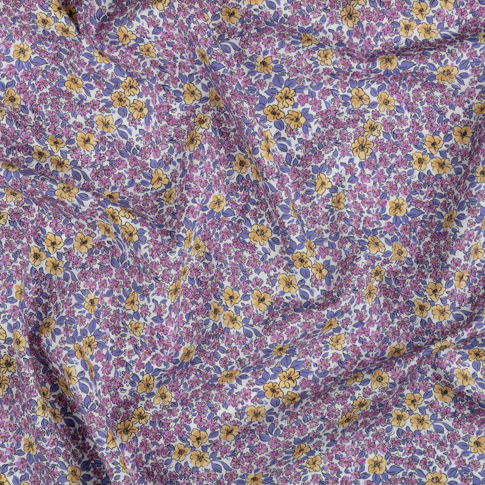 Cotton Poplin - Pink and Yellow Floral - Springtime Saunter Print - Mood Exclusive Secret Garden Collection - Joann Fabrics