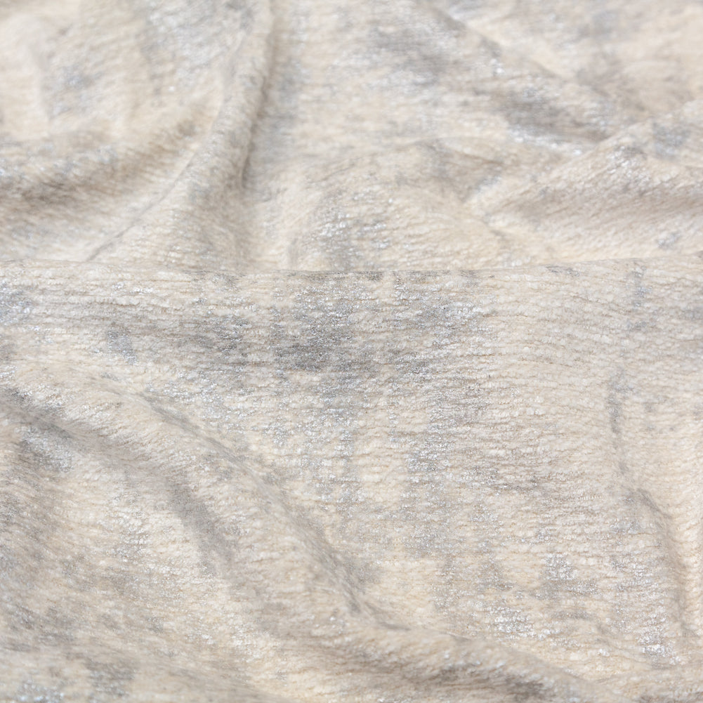 Cream Polyester Chenille with Metallic Silver Foil - Joann Fabrics