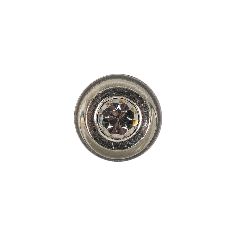 Vintage Transparent and Silver Metal Shank Back Button with Rhinestone Core - 22L/14mm - Joann Fabrics