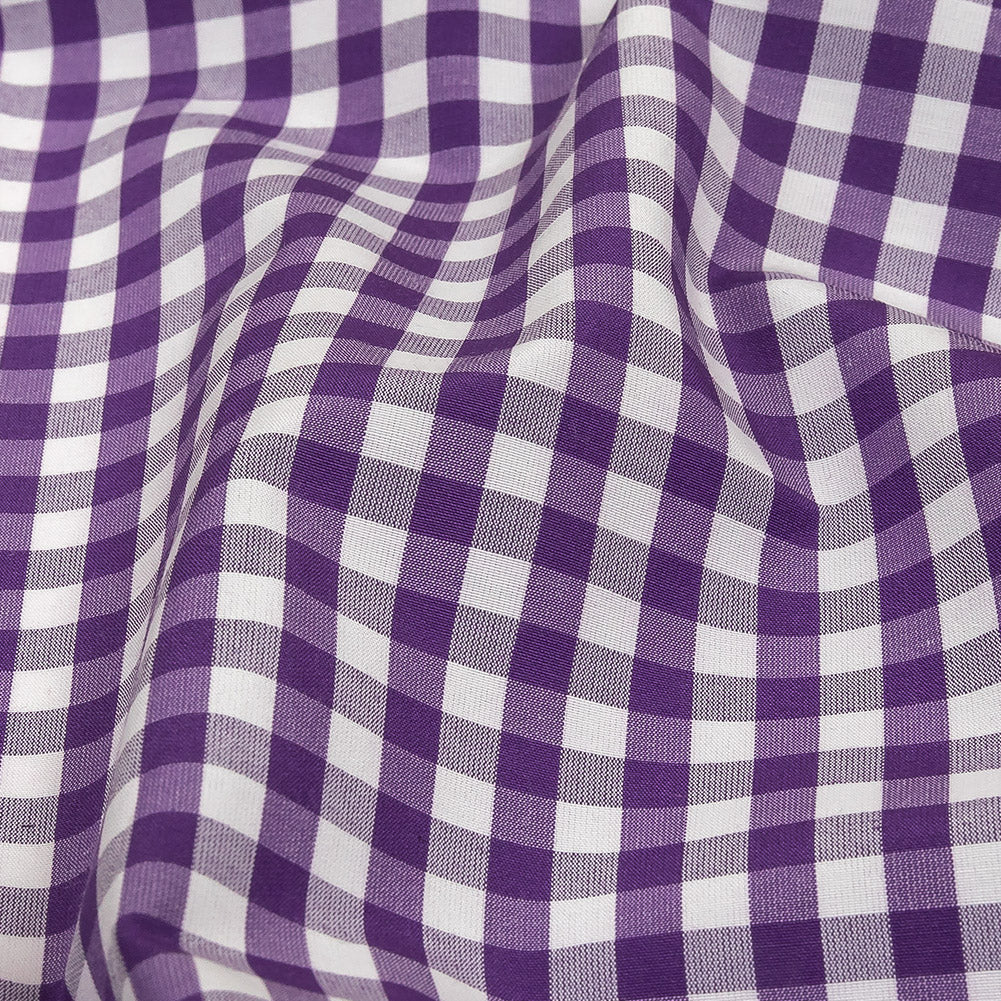 Purple and White Checkered Cotton and Polyester Shirting - Joann Fabrics