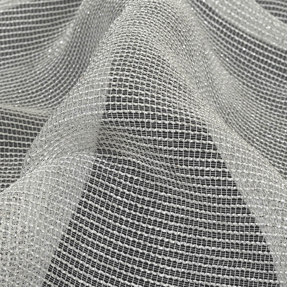 Metallic Silver and White Textural Stripes Luxe Novelty Mesh - Joann Fabrics
