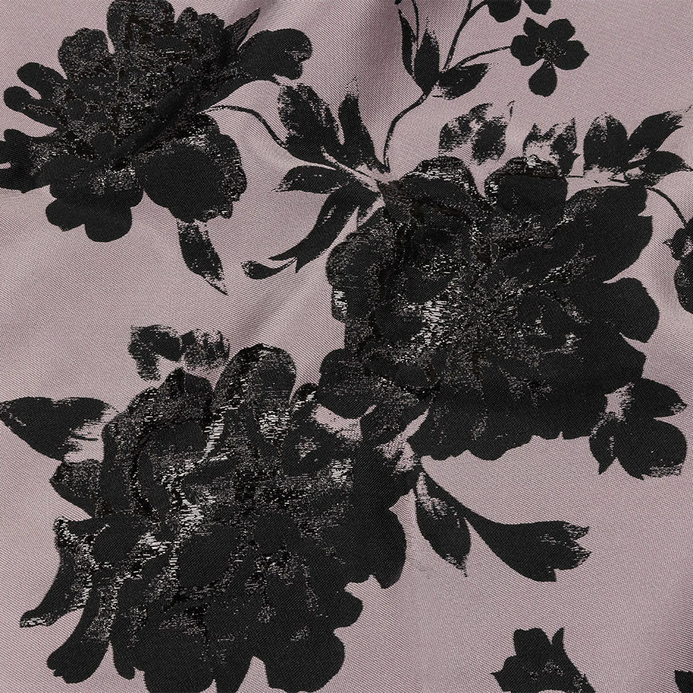 Metallic Black and Orchid Floral Luxury Brocade - Joann Fabrics
