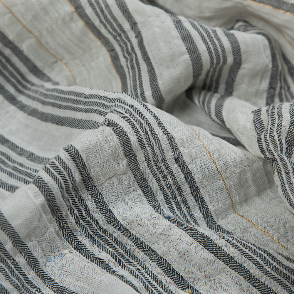 White, Black and Metallic Gold Striped Gauzy Cotton Dobby - Joann Fabrics